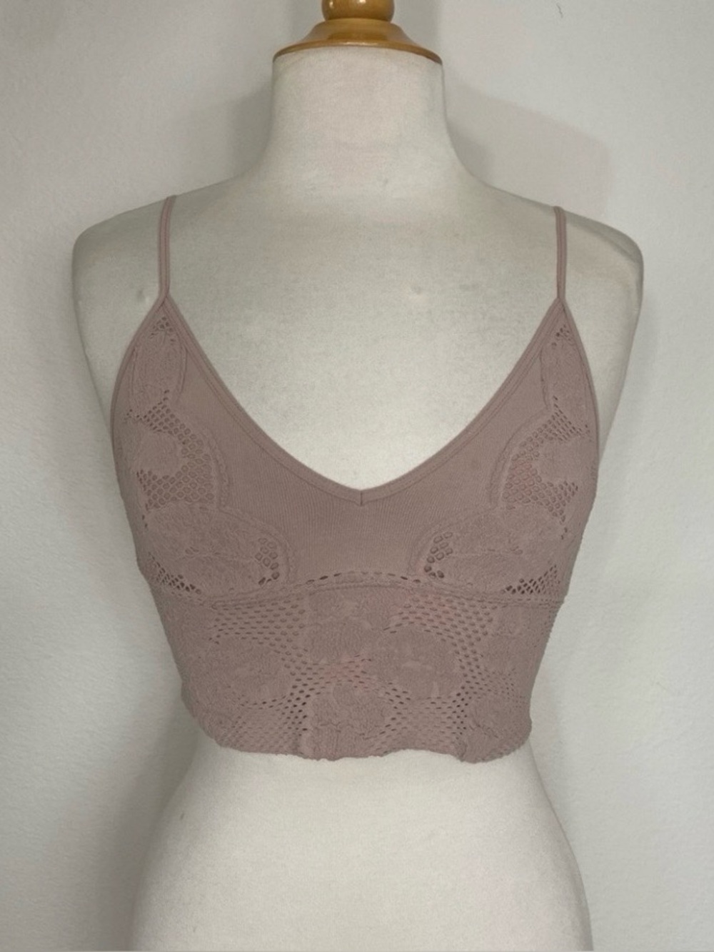 Free People Intimately Womens Blush Floral Unpadded Triangle Bralette Size XS/S
